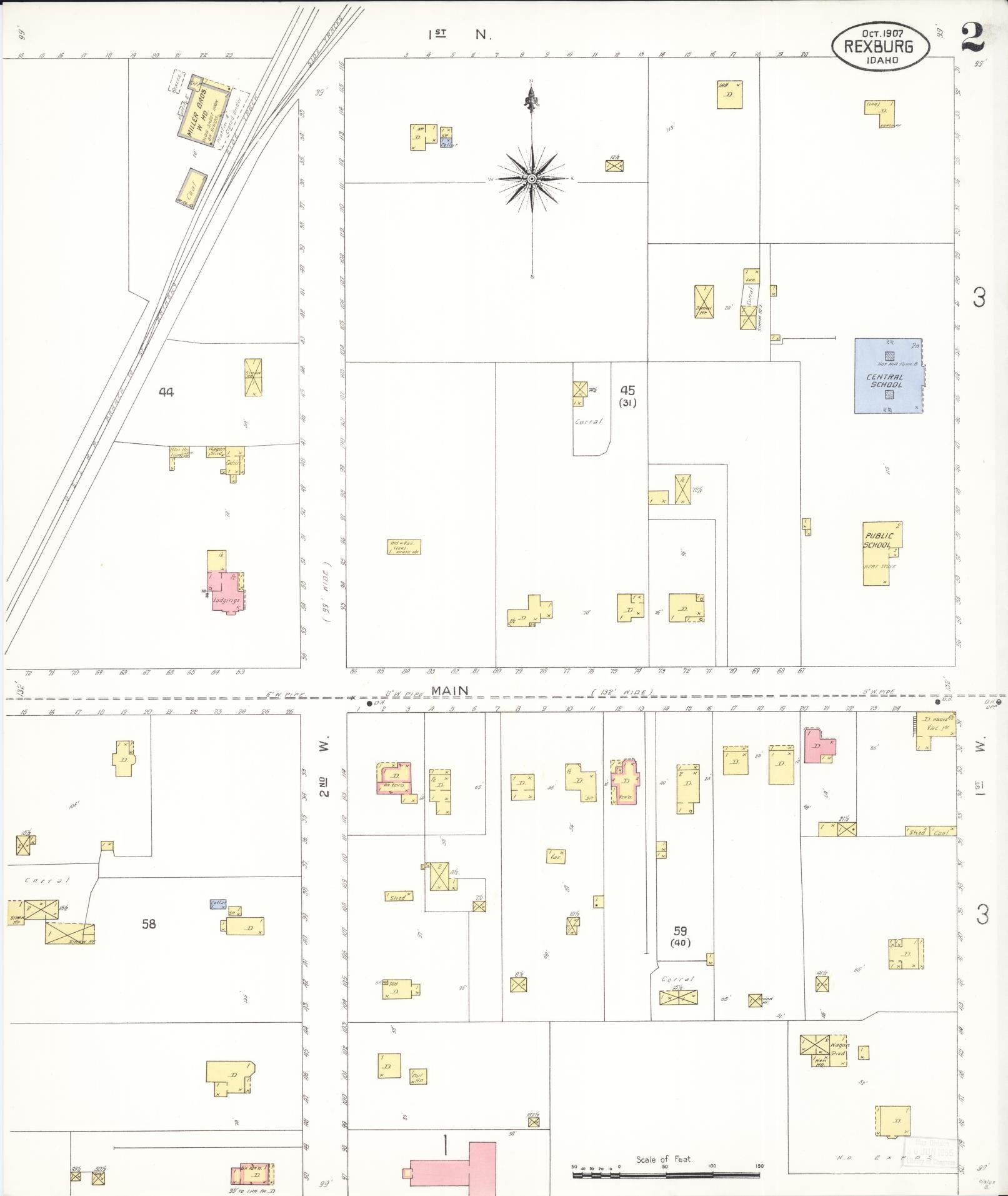 Sanborn Fire Insurance Map from Rexburg, Madison County, Idaho (1907), Sheet #0002 - Complete Map Set gallery image, historic Sanborn map, vintage wall art, Idaho Idaho