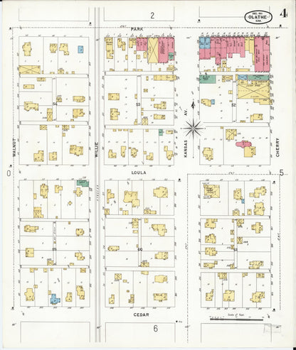 Sanborn Fire Insurance Map from Olathe, Johnson County, Kansas (1901), Sheet #0004 - Complete Map Set gallery image, historic Sanborn map, vintage wall art, Kansas Kansas