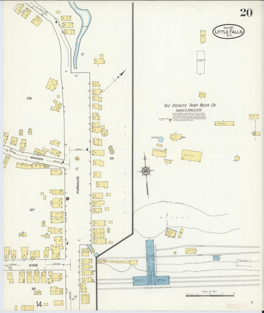 Sanborn Fire Insurance Map from Little Falls, Herkimer County, New York (1911), Sheet #0020 - Historic Sanborn Fire Insurance Map Print, vintage old map wall art, antique decor, genealogy gift, New York New York map