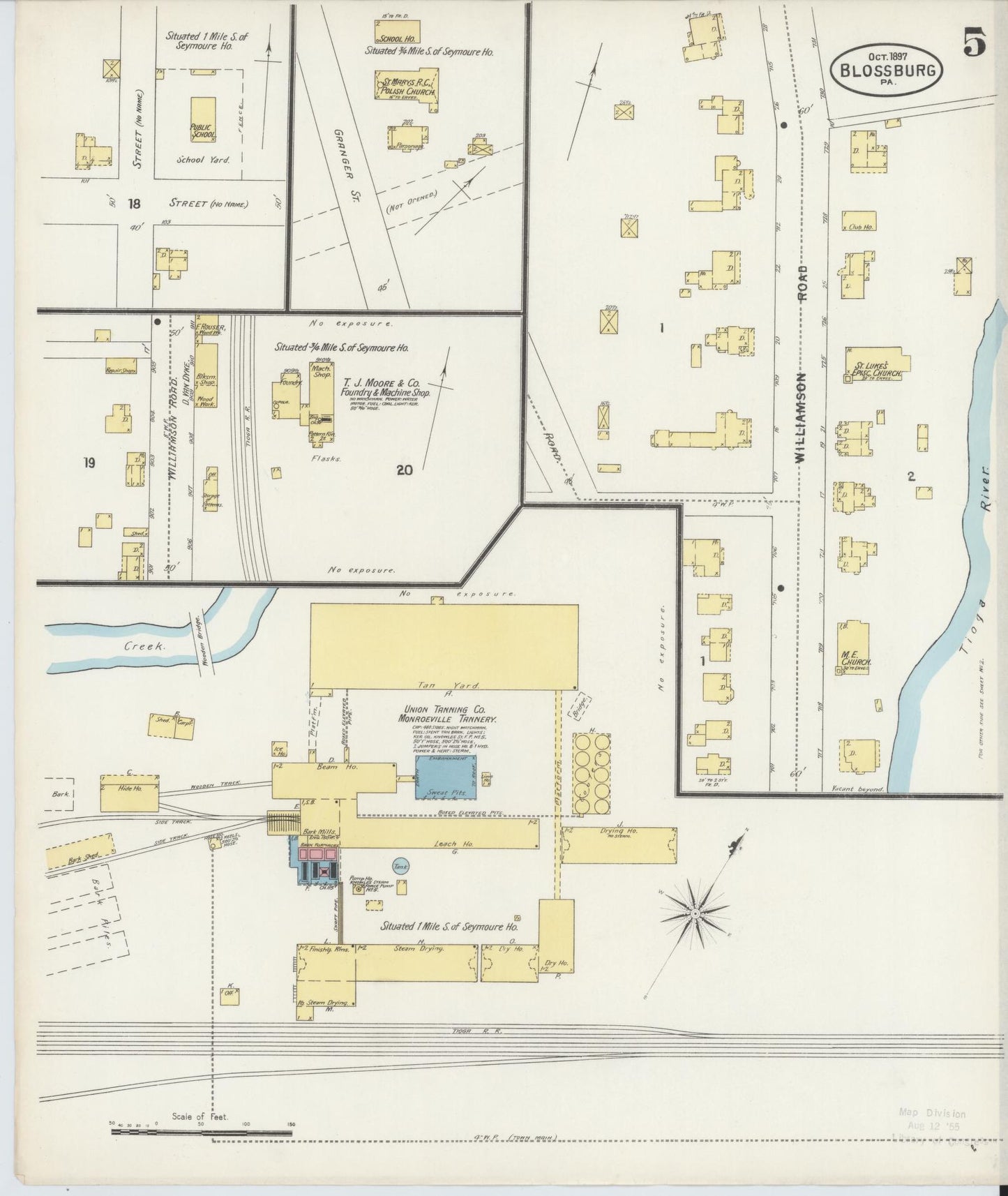 Sanborn Fire Insurance Map from Blossburg, Tioga County, Pennsylvania (1897), Sheet #0005 - Historic Sanborn Fire Insurance Map Print, vintage old map wall art, antique decor, genealogy gift, Pennsylvania Pennsylvania map