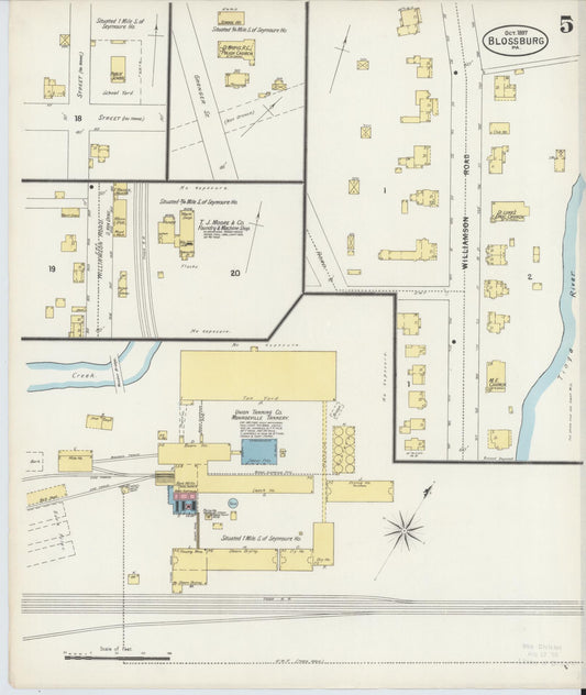 Sanborn Fire Insurance Map from Blossburg, Tioga County, Pennsylvania (1897), Sheet #0005 - Historic Sanborn Fire Insurance Map Print, vintage old map wall art, antique decor, genealogy gift, Pennsylvania Pennsylvania map