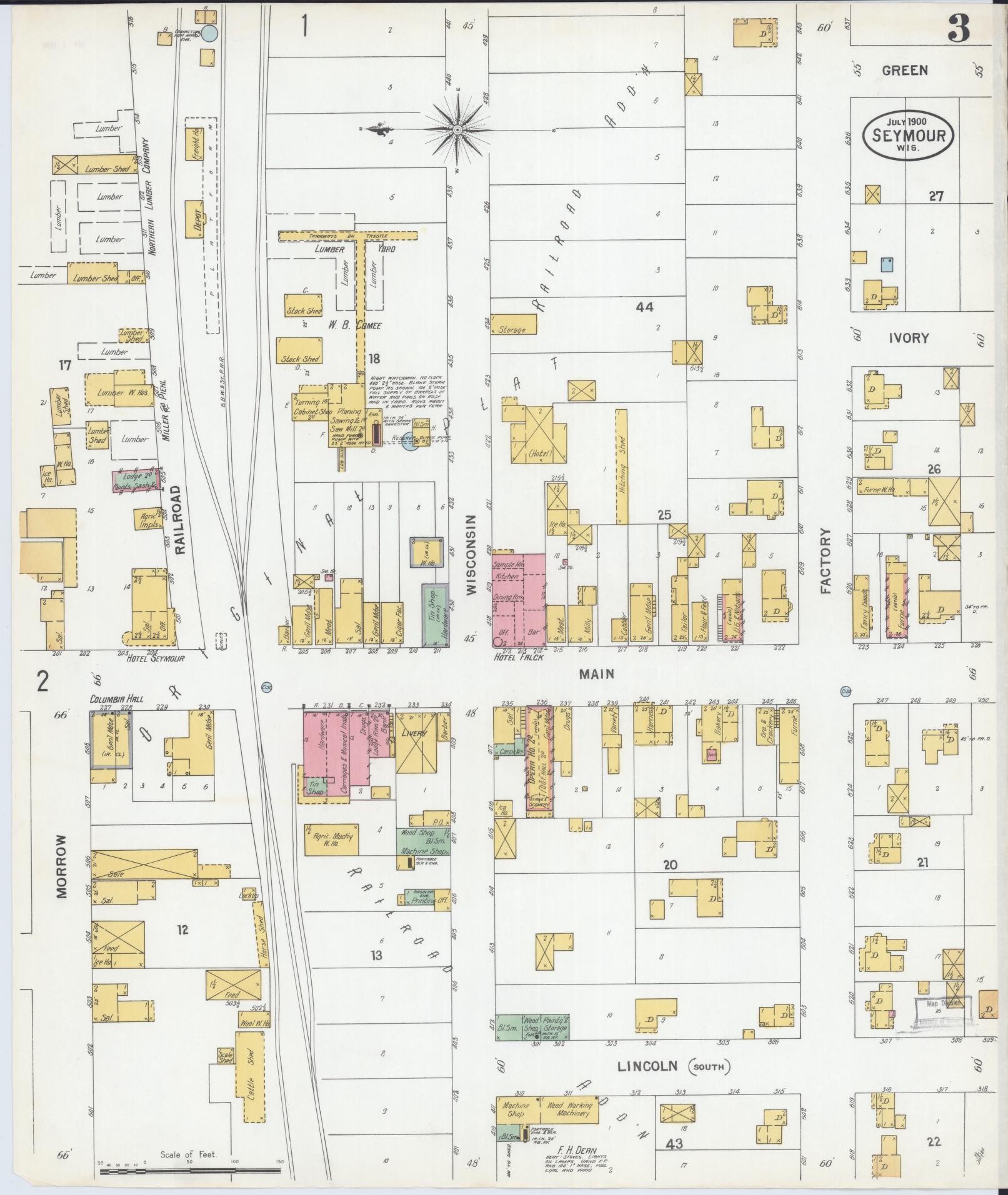Sanborn Fire Insurance Map from Seymour, Outagamie County, Wisconsin (1900), Sheet #0003 - Historic Sanborn Fire Insurance Map Print, vintage old map wall art, antique decor, genealogy gift, Wisconsin Wisconsin map