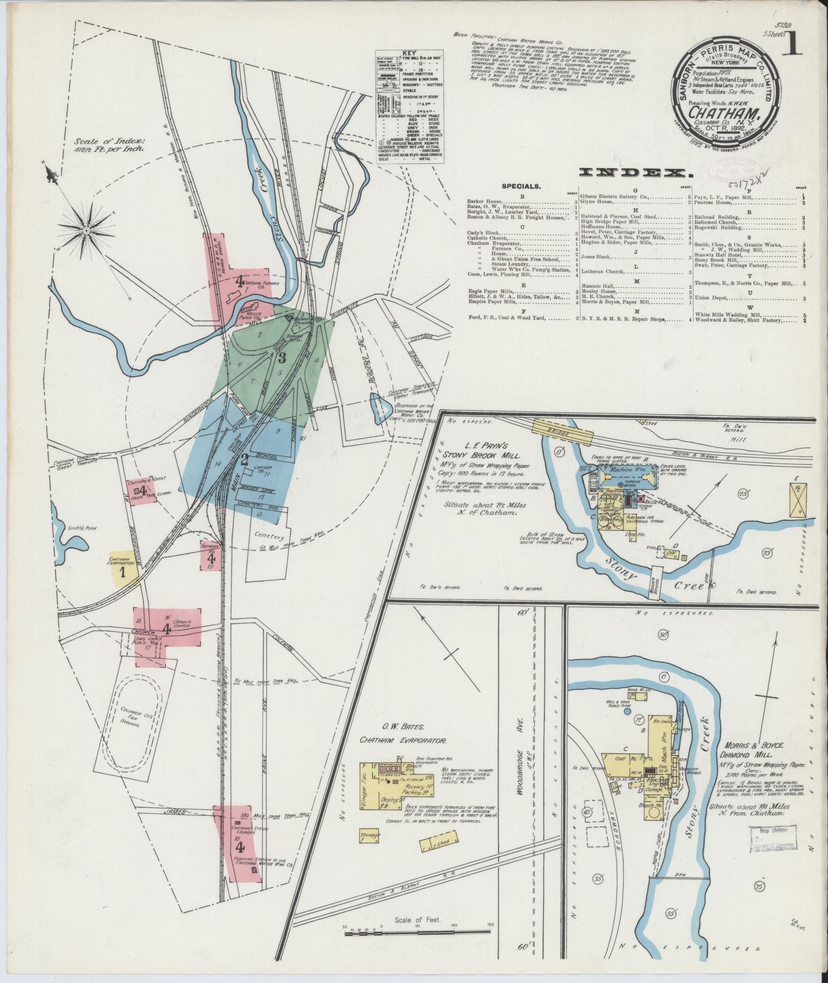 Sanborn Fire Insurance Map from Chatham, Columbia County, New York. (1892) – Historic Sanborn Fire Insurance Map Print