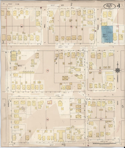 Sanborn Fire Insurance Map from Tracy, San Joaquin County, California (1945), Sheet #0004 - Complete Map Set gallery image, historic Sanborn map, vintage wall art, California California