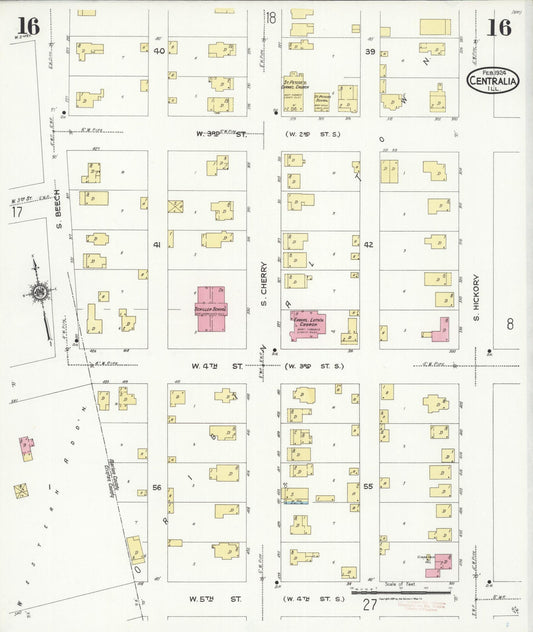 Sanborn Fire Insurance Map from Centralia, Marion, Clinton, Jefferson, and Washington Counties, Illinois (1924), Sheet #0016 - Historic Sanborn Fire Insurance Map Print, vintage old map wall art, antique decor, genealogy gift, Illinois Illinois map