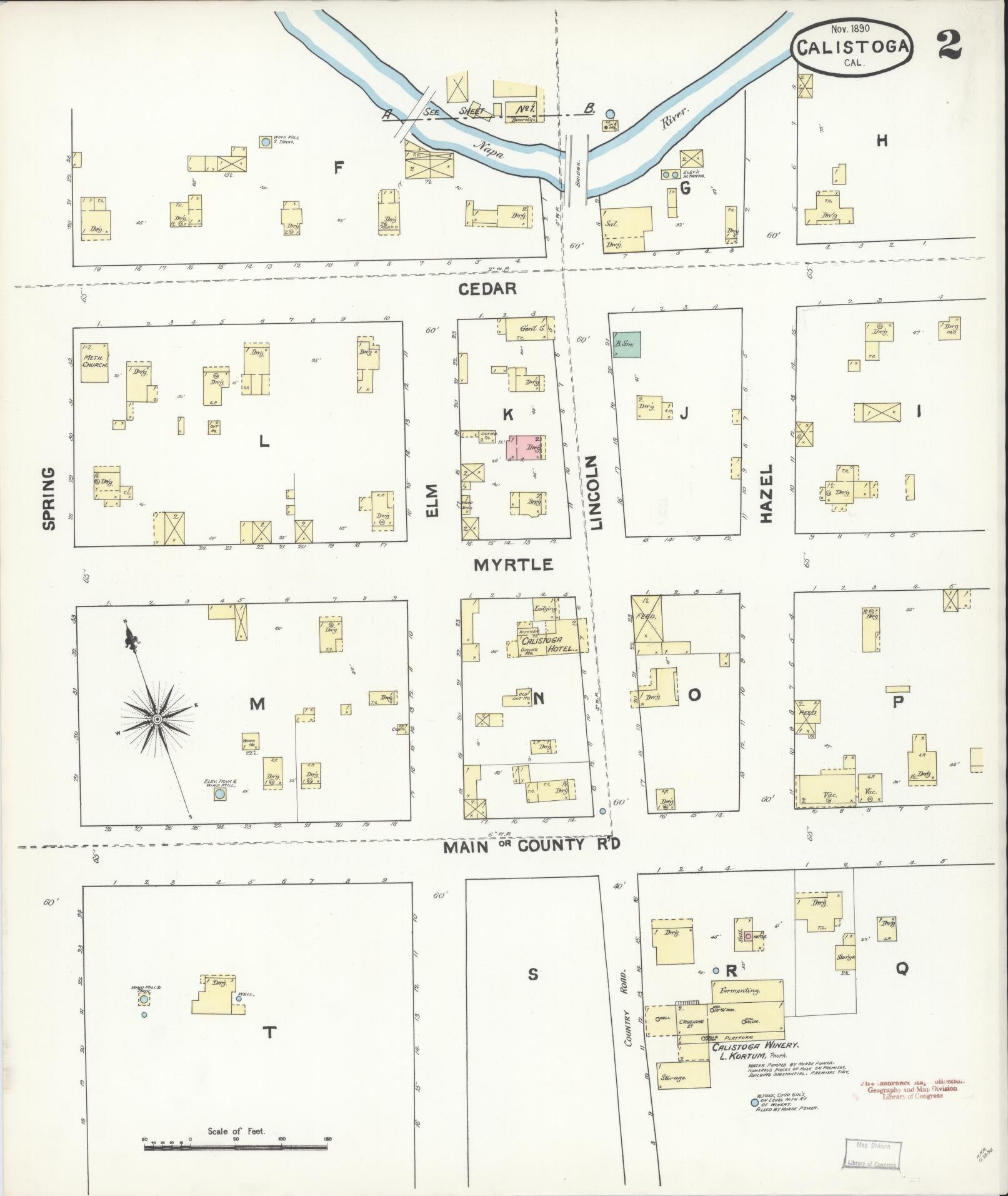 Sanborn Fire Insurance Map from Calistoga, Napa County, California (1890), Sheet #0002 - Complete Map Set gallery image, historic Sanborn map, vintage wall art, California California