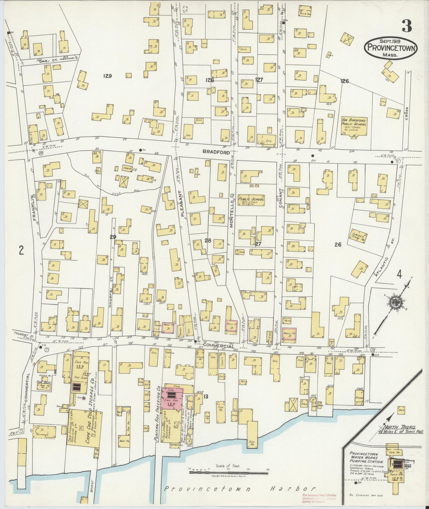 Sanborn Fire Insurance Map from Provincetown, Barnstable County, Massachusetts (1919), Sheet #0003 - Historic Sanborn Fire Insurance Map Print, vintage old map wall art, antique decor, genealogy gift, Massachusetts Massachusetts map