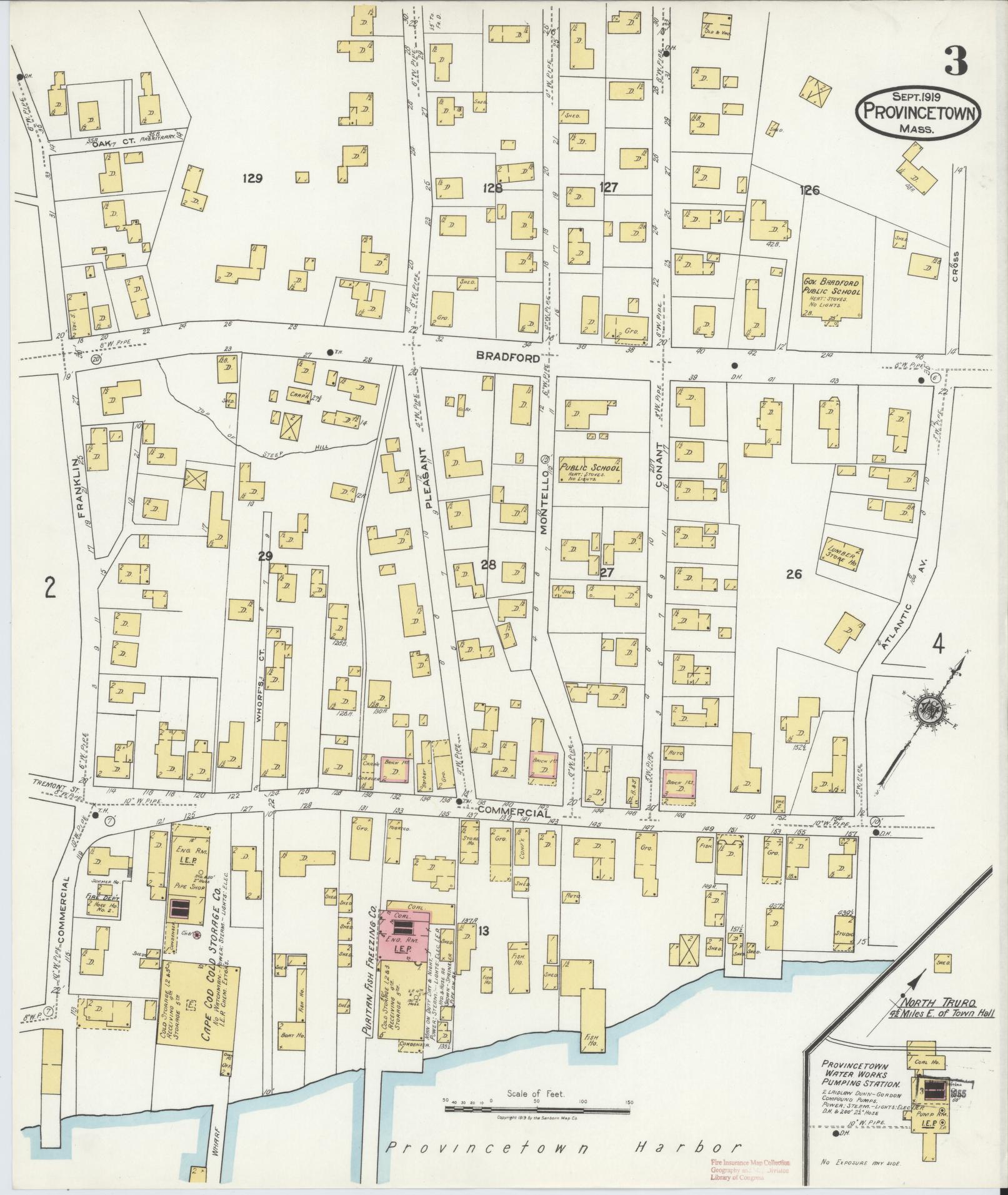 Sanborn Fire Insurance Map from Provincetown, Barnstable County, Massachusetts (1919), Sheet #0003 - Historic Sanborn Fire Insurance Map Print, vintage old map wall art, antique decor, genealogy gift, Massachusetts Massachusetts map