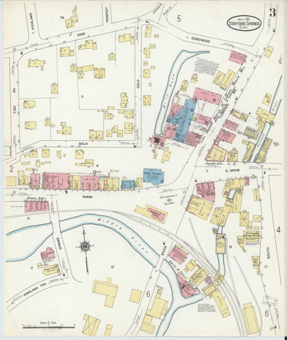 Sanborn Fire Insurance Map from Stafford Springs, Tolland County, Connecticut (1911), Sheet #0003 - Complete Map Set gallery image, historic Sanborn map, vintage wall art, Connecticut Connecticut