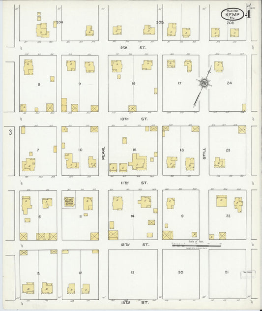 Sanborn Fire Insurance Map from Kemp, Kaufman County, Texas (1921), Sheet #0004 - Historic Sanborn Fire Insurance Map Print, vintage old map wall art, antique decor, genealogy gift, Texas Texas map