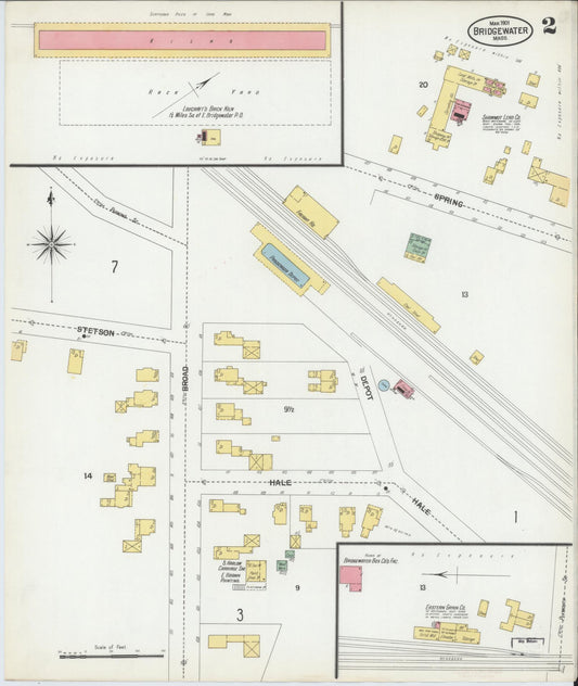 Sanborn Fire Insurance Map from Bridgewater, Plymouth County, Massachusetts (1901), Sheet #0002 - Historic Sanborn Fire Insurance Map Print, vintage old map wall art, antique decor, genealogy gift, Massachusetts Massachusetts map