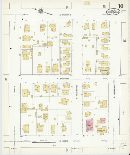 Sanborn Fire Insurance Map from Thomasville, Thomas County, Georgia (1912), Sheet #0010 - Complete Map Set gallery image, historic Sanborn map, vintage wall art, Georgia Georgia