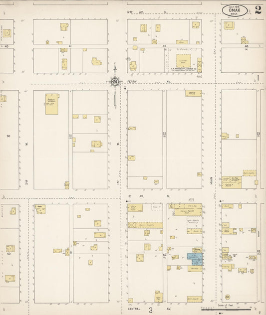 Sanborn Fire Insurance Map from Omak, Okanogan County, Washington (1915), Sheet #0002 - Historic Sanborn Fire Insurance Map Print, vintage old map wall art, antique decor, genealogy gift, Washington Washington map