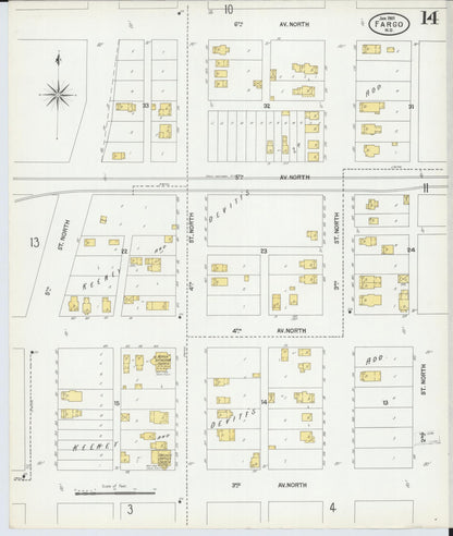 Sanborn Fire Insurance Map from Fargo, Cass County, North Dakota (1901), Sheet #0014 - Complete Map Set gallery image, historic Sanborn map, vintage wall art, North Dakota North Dakota