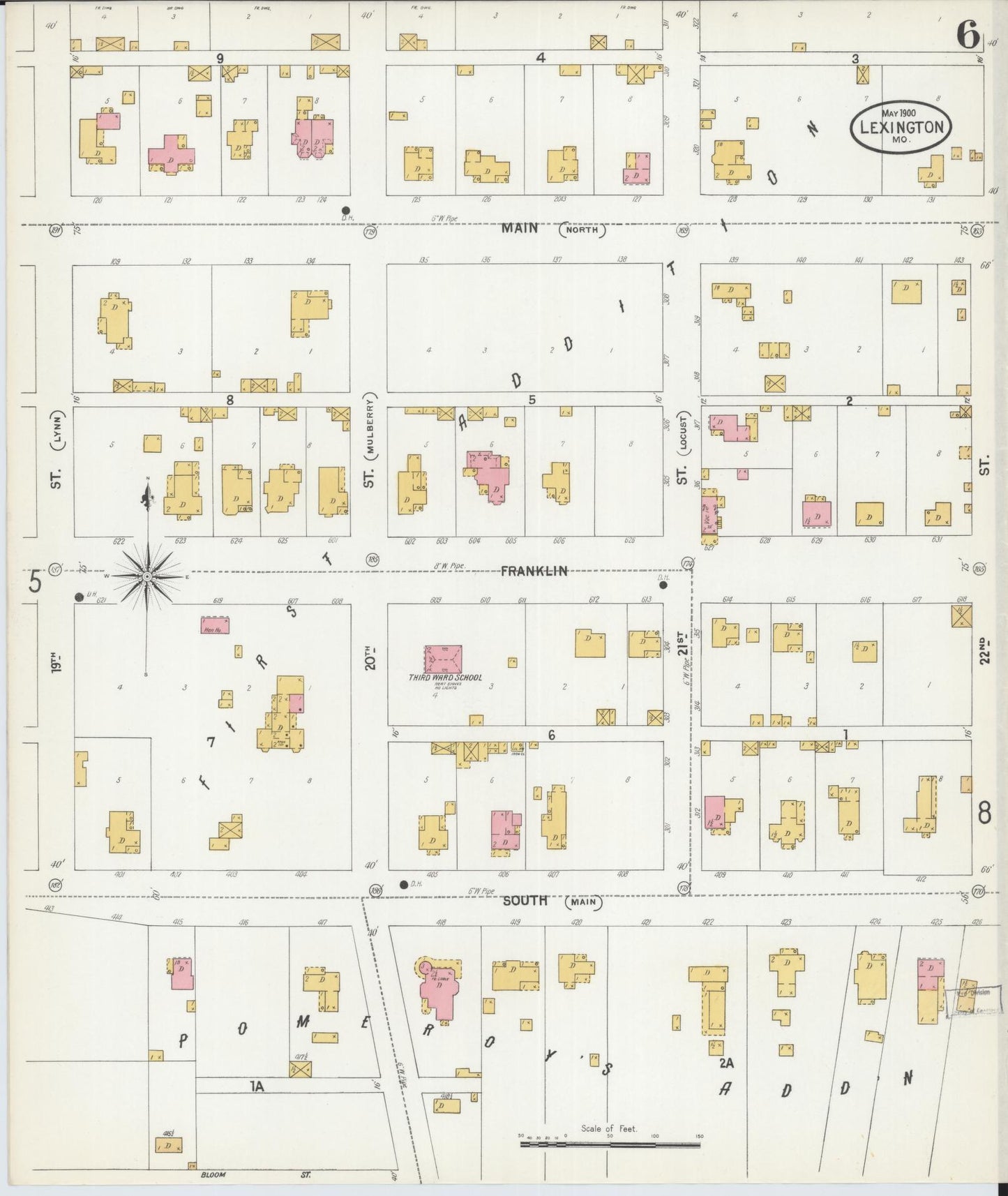 Sanborn Fire Insurance Map from Lexington, Lafayette County, Missouri (1900), Sheet #0006 - Complete Map Set gallery image, historic Sanborn map, vintage wall art, Missouri Missouri