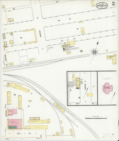 Sanborn Fire Insurance Map from McGregor, McLennan County, Texas (1909), Sheet #0002 - Complete Map Set gallery image, historic Sanborn map, vintage wall art, Texas Texas