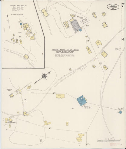 Sanborn Fire Insurance Map from Tonopah, Nye County, Nevada (1917), Sheet #0007 - Complete Map Set gallery image, historic Sanborn map, vintage wall art, Nevada Nevada