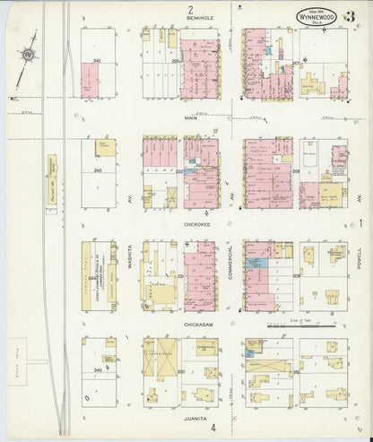 Sanborn Fire Insurance Map from Wynnewood, Garvin County, Oklahoma (1914), Sheet #0003 - Complete Map Set gallery image, historic Sanborn map, vintage wall art, Oklahoma Oklahoma