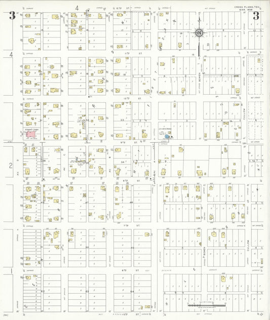 Sanborn Fire Insurance Map from Cross Plains, Callahan County, Texas (1939), Sheet #0003 - Historic Sanborn Fire Insurance Map Print, vintage old map wall art, antique decor, genealogy gift, Texas Texas map