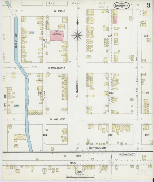 Sanborn Fire Insurance Map from Shamokin, Northumberland County, Pennsylvania (1891), Sheet #0003 - Historic Sanborn Fire Insurance Map Print, vintage old map wall art, antique decor, genealogy gift, Pennsylvania Pennsylvania map