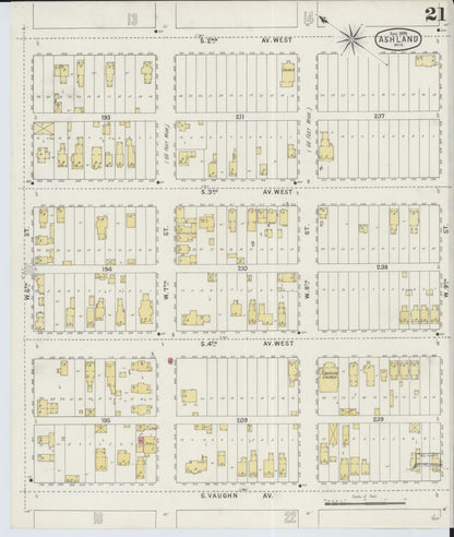 Sanborn Fire Insurance Map from Ashland, Ashland County, Wisconsin (1895), Sheet #0021 - Historic Sanborn Fire Insurance Map Print, vintage old map wall art, antique decor, genealogy gift, Wisconsin Wisconsin map