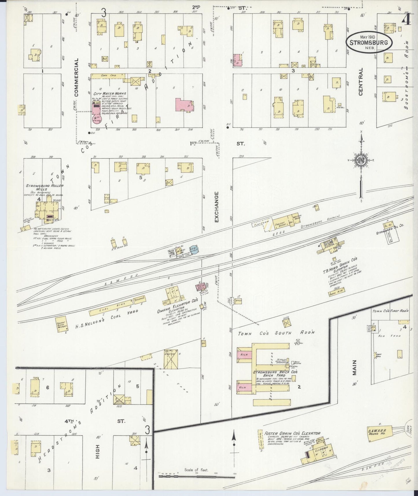 Sanborn Fire Insurance Map from Stromsburg, Polk County, Nebraska (1910), Sheet #0004 - Historic Sanborn Fire Insurance Map Print, vintage old map wall art, antique decor, genealogy gift, Nebraska Nebraska map