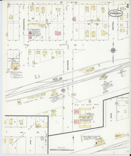Sanborn Fire Insurance Map from Stromsburg, Polk County, Nebraska (1910), Sheet #0004 - Historic Sanborn Fire Insurance Map Print, vintage old map wall art, antique decor, genealogy gift, Nebraska Nebraska map
