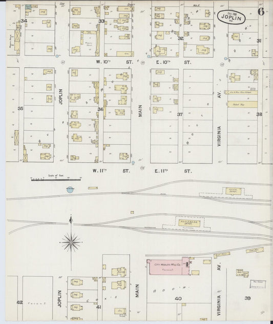 Sanborn Fire Insurance Map from Joplin, Jasper County, Missouri (1888), Sheet #0006 - Historic Sanborn Fire Insurance Map Print, vintage old map wall art, antique decor, genealogy gift, Missouri Missouri map