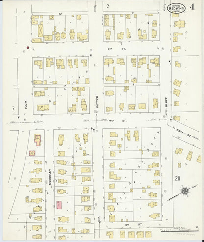 Sanborn Fire Insurance Map from Red Wing, Goodhue County, Minnesota (1910), Sheet #0004 - Complete Map Set gallery image, historic Sanborn map, vintage wall art, Minnesota Minnesota