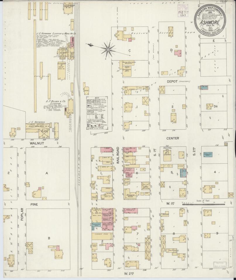Sanborn Fire Insurance Map from Ashmore, Coles County, Illinois. (1902) – Map View