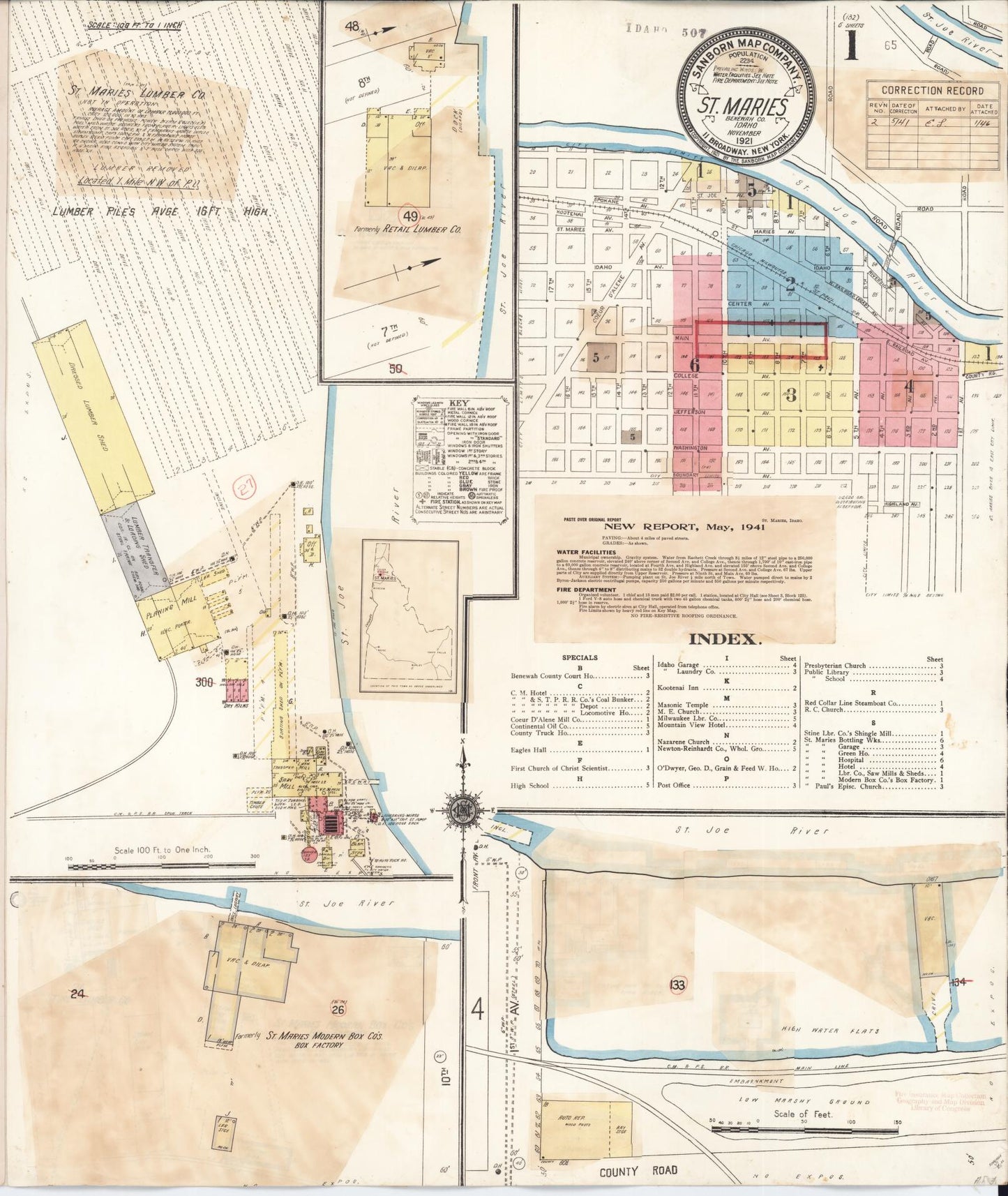 Sanborn Fire Insurance Map from Saint Maries, Benewah County, Idaho (1914), Sheet #0001 - Complete Map Set gallery image, historic Sanborn map, vintage wall art, Idaho Idaho