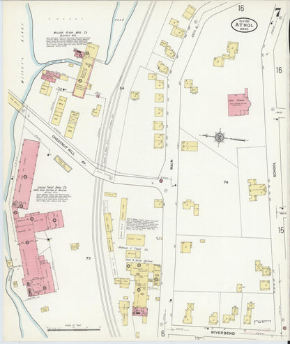 Sanborn Fire Insurance Map from Athol, Worcester County, Massachusetts (1911), Sheet #0007 - Historic Sanborn Fire Insurance Map Print, vintage old map wall art, antique decor, genealogy gift, Massachusetts Massachusetts map