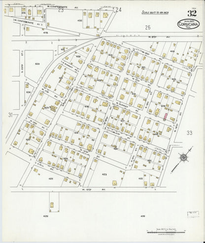 Sanborn Fire Insurance Map from Corsicana, Navarro County, Texas (1921), Sheet #0032 - Complete Map Set gallery image, historic Sanborn map, vintage wall art, Texas Texas