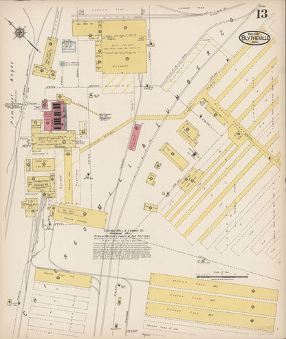 Sanborn Fire Insurance Map from Blytheville, Mississippi County, Arkansas (1921), Sheet #0013 - Complete Map Set gallery image, historic Sanborn map, vintage wall art, Blytheville Mississippi