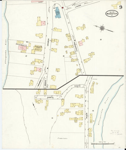 Sanborn Fire Insurance Map from Woodstock, Windsor County, Vermont (1910), Sheet #0009 - Complete Map Set gallery image, historic Sanborn map, vintage wall art, Vermont Vermont