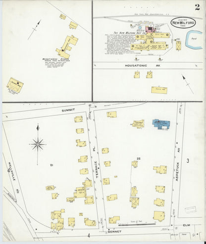 Sanborn Fire Insurance Map from New Milford, Litchfield County, Connecticut (1909), Sheet #0002 - Complete Map Set gallery image, historic Sanborn map, vintage wall art, Connecticut Connecticut