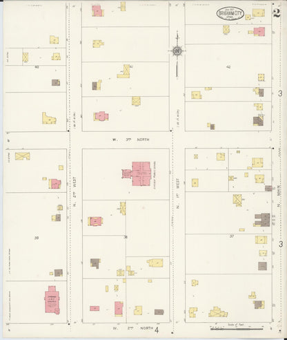 Sanborn Fire Insurance Map from Brigham City, Box Elder County, Utah (1917), Sheet #0002 - Complete Map Set gallery image, historic Sanborn map, vintage wall art, Utah Utah