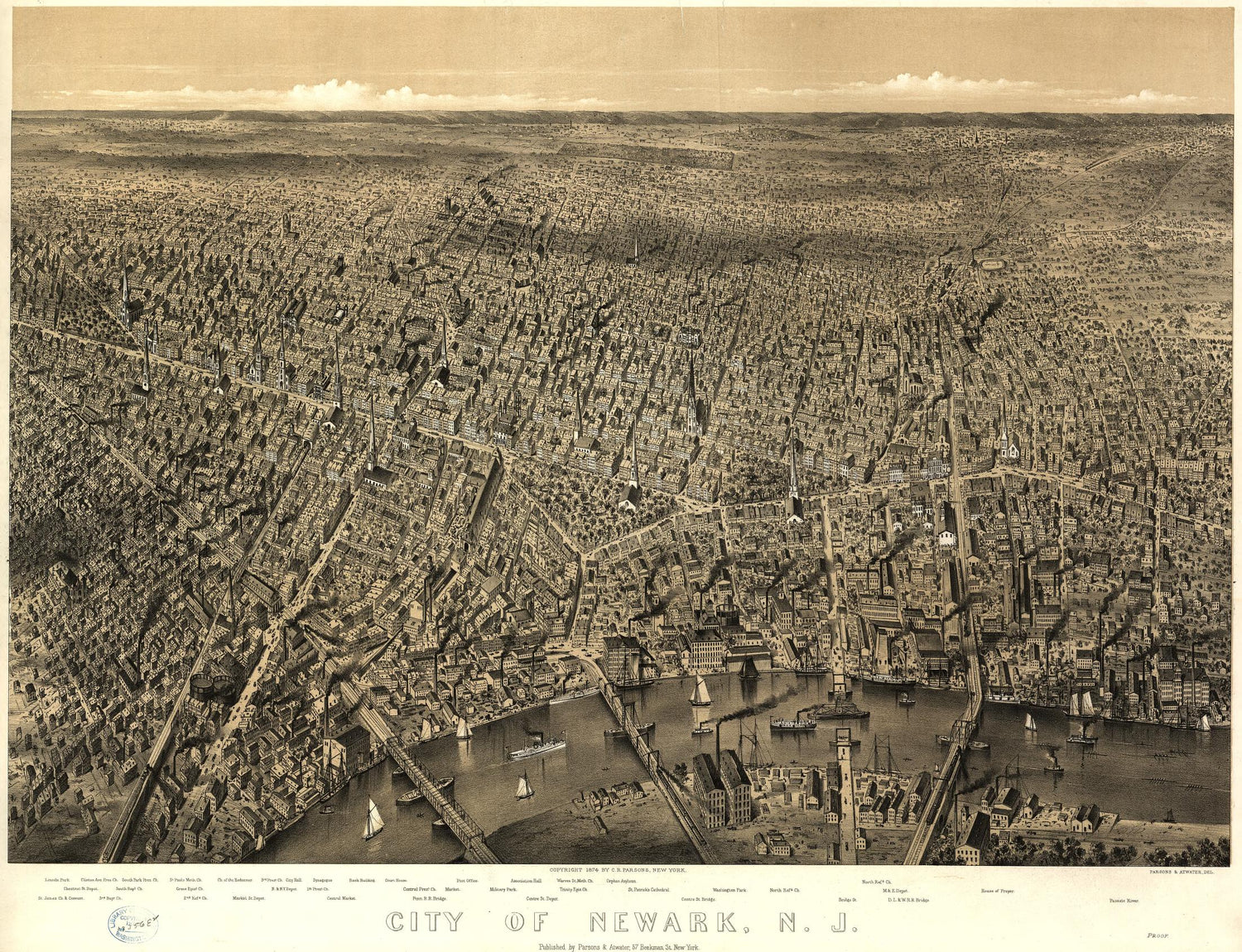 City of Newark, N.J. (1874) – Historic Bird’s-Eye View Panorama Print