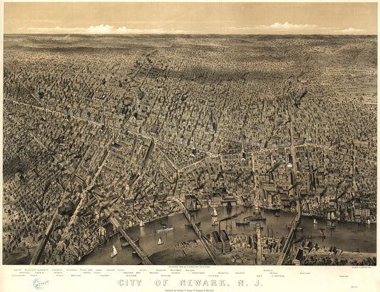 City of Newark, N.J. (1874) – Historic Bird’s-Eye View Panorama Print