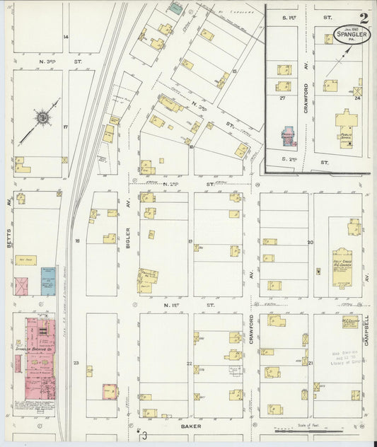 Sanborn Fire Insurance Map from Spangler, Cambria County, Pennsylvania (1910), Sheet #0002 - Historic Sanborn Fire Insurance Map Print, vintage old map wall art, antique decor, genealogy gift, Pennsylvania Pennsylvania map
