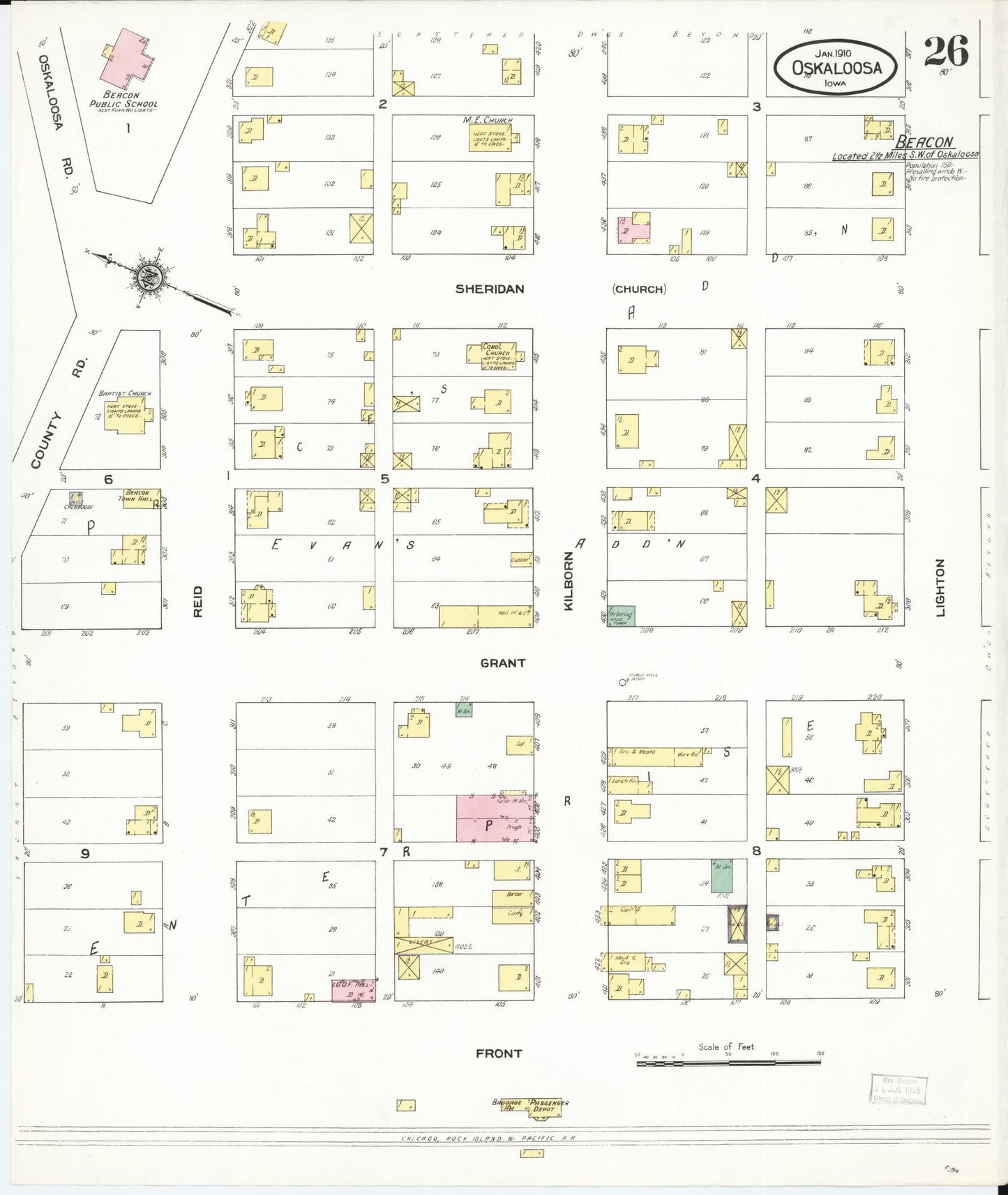 Sanborn Fire Insurance Map from Oskaloosa, Mahaska County, Iowa (1910), Sheet #0026 - Historic Sanborn Fire Insurance Map Print