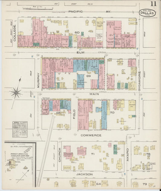 Sanborn Fire Insurance Map from Dallas, Dallas County, Texas (1885), Sheet #0011 - Historic Sanborn Fire Insurance Map Print, vintage old map wall art, antique decor, genealogy gift, Texas Texas map