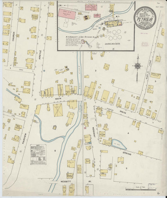 Sanborn Fire Insurance Map from Petrola, Butler County, Pennsylvania (1910), Sheet #0001 - Historic Sanborn Fire Insurance Map Print, vintage old map wall art, antique decor, genealogy gift, Pennsylvania Pennsylvania map