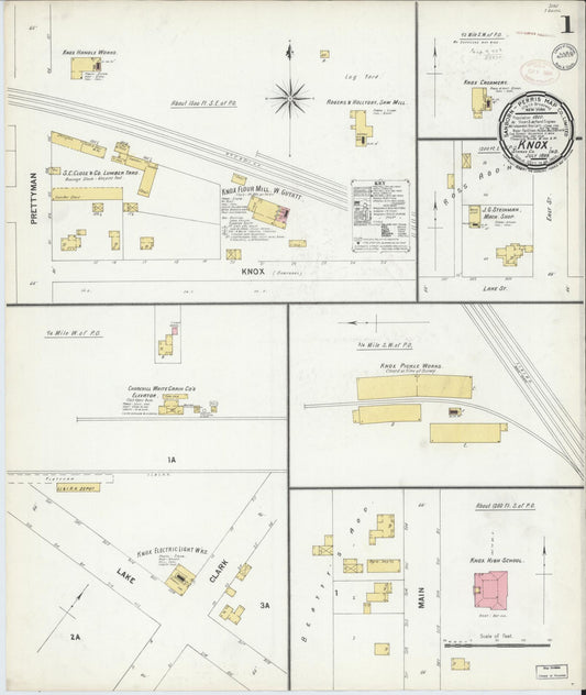 Sanborn Fire Insurance Map from Knox, Starke County, Indiana (1899), Sheet #0001 - Historic Sanborn Fire Insurance Map Print, vintage old map wall art, antique decor, genealogy gift, Indiana Indiana map