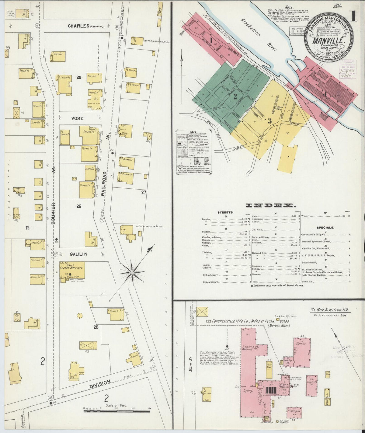 Sanborn Fire Insurance Map from Manville, Providence County, Rhode Island (1903), Sheet #0001 - Complete Map Set gallery image, historic Sanborn map, vintage wall art, Rhode Island Rhode Island