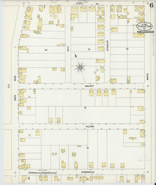 Sanborn Fire Insurance Map from Tiverton, Newport County, Rhode Island (1902), Sheet #0006 - Historic Sanborn Fire Insurance Map Print, vintage old map wall art, antique decor, genealogy gift, Rhode Island Rhode Island map