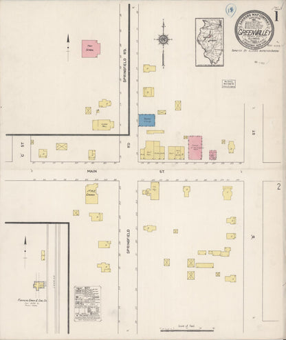 Sanborn Fire Insurance Map from Green Valley, Tazewell County, Illinois (1922), Sheet #0001 - Complete Map Set gallery image, historic Sanborn map, vintage wall art, Illinois Illinois