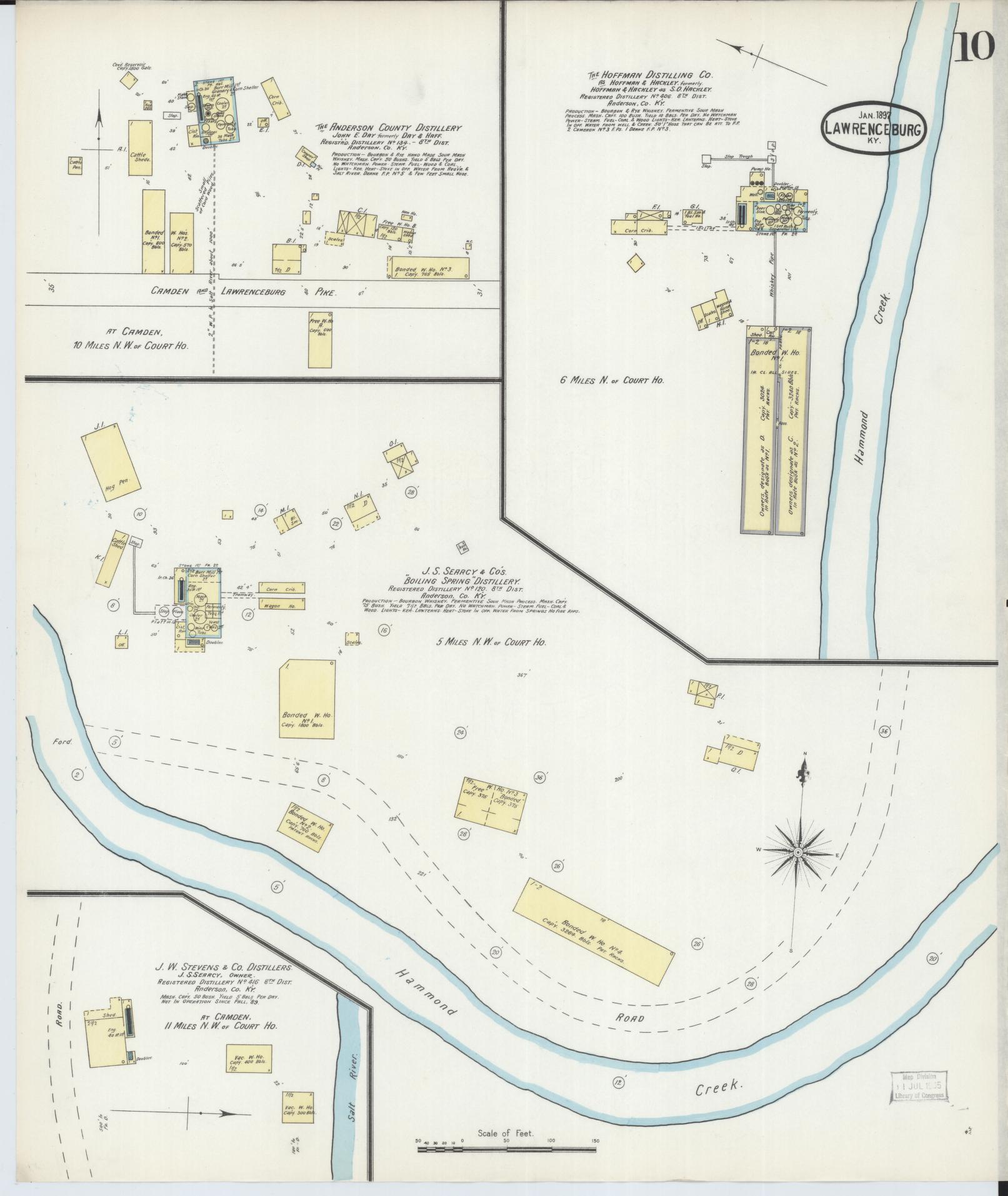 Sanborn Fire Insurance Map from Lawrenceburg, Anderson County, Kentucky (1897), Sheet #0010 - Historic Sanborn Fire Insurance Map Print, vintage old map wall art, antique decor, genealogy gift, Kentucky Kentucky map