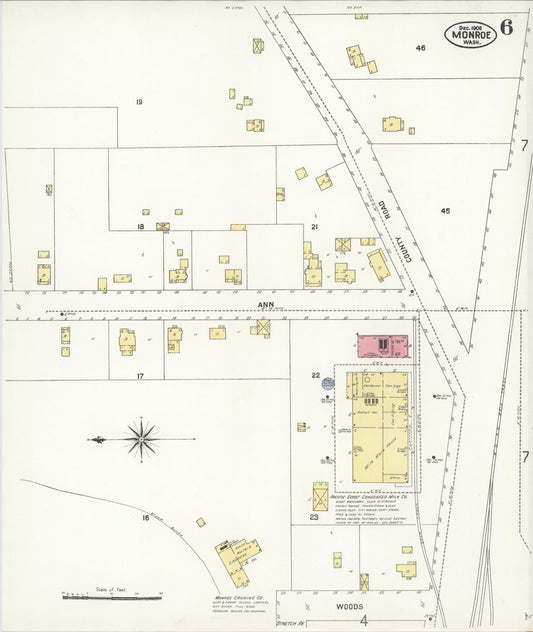Sanborn Fire Insurance Map from Monroe, Snohomish County, Washington (1908), Sheet #0006 - Historic Sanborn Fire Insurance Map Print, vintage old map wall art, antique decor, genealogy gift, Washington Washington map