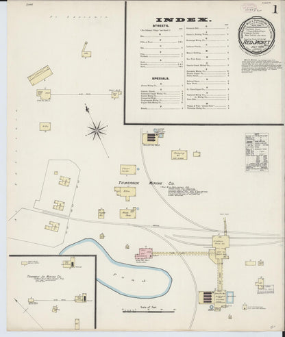 Sanborn Fire Insurance Map from Red Jacket, Houghton County, Michigan (1888), Sheet #0001 - Historic Sanborn Fire Insurance Map Print, vintage old map wall art, antique decor, genealogy gift, Michigan Michigan map